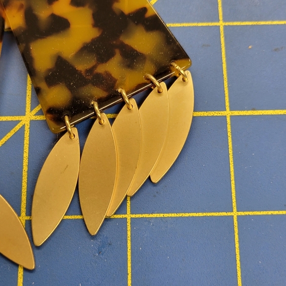 Leopard & Gold Tone 4" Dangle Earrings - Picture 3 of 3